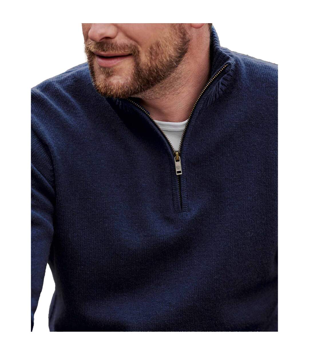 Mens Lambswool Zip Neck Jumper Navy WoolOvers-3