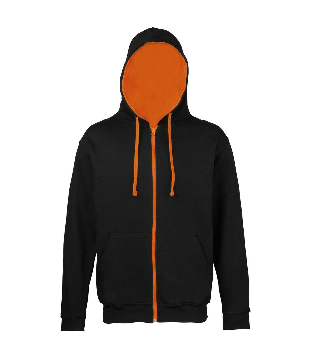 Awdis Mens Varsity Hooded Sweatshirt / Hoodie / Zoodie (Jet Black/ Orange Crush) - UTRW182-1