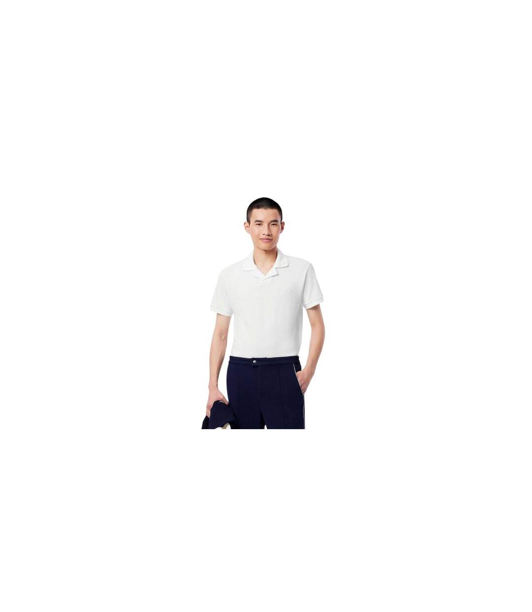 Mens Paris Open Collar Polo Shirt White Lacoste-1