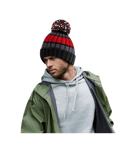 Bonnet Rayé Hygge Noir Rouge Beechfield