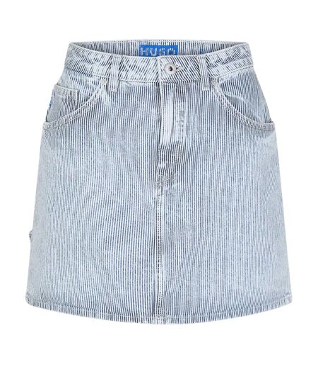 Womens/ladies Gami Denim Regular Mini Skirt Bright Blue Stripe Hugo