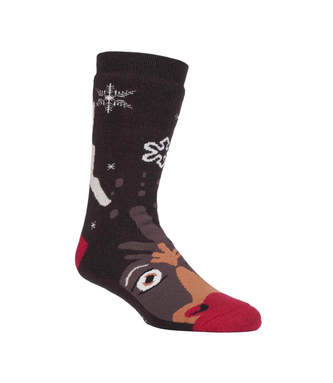 Mens Christmas Non Slip Thermal Slipper Socks with Grippers-1