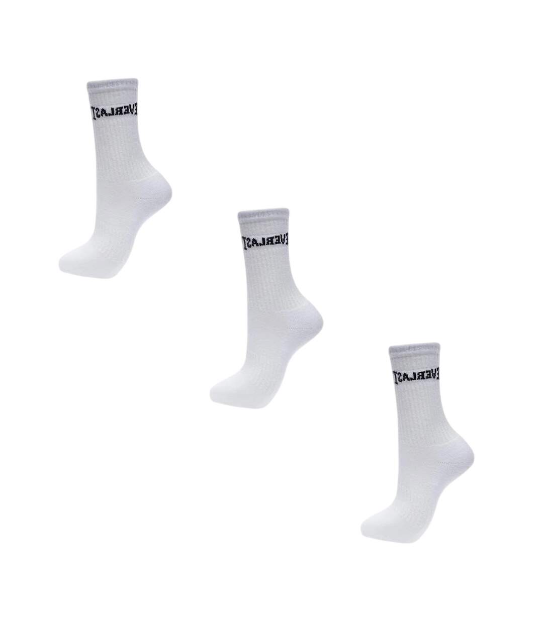 Pack Of 3  Womens/ladies Logo Crew Socks  White Everlast-2