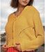 Gilet court femme longues femme - Couleur jaune - Col en V-3