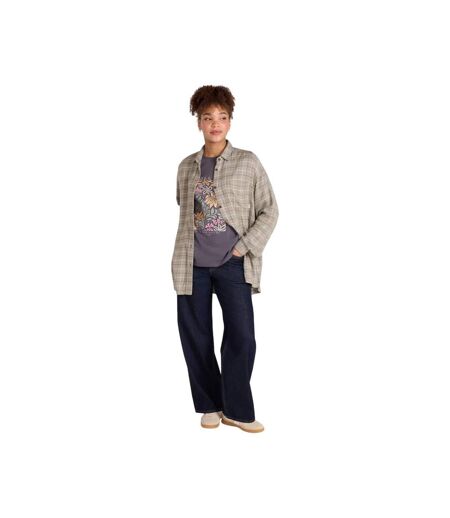 Womens/ladies Maisie Soft Relaxed Fit Shirt Khaki Green Animal