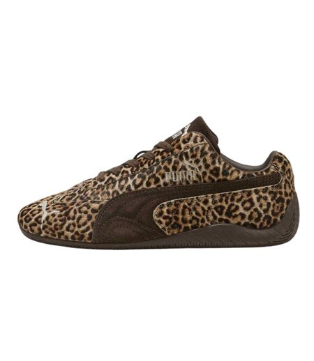 Womens/ladies Speedcat Leopard Print Flat Trainers Brown Puma
