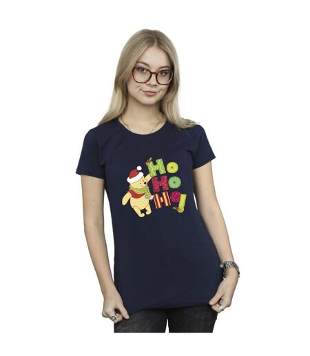 Disney T-shirt en coton Winnie The Pooh Ho Ho Ho Ho pour femmes/femmes (Bleu marine) - UTBI44901