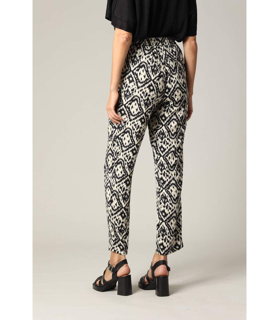 Pantalon femme en viscose ethnique avec taille élastiquée MANOLA-4