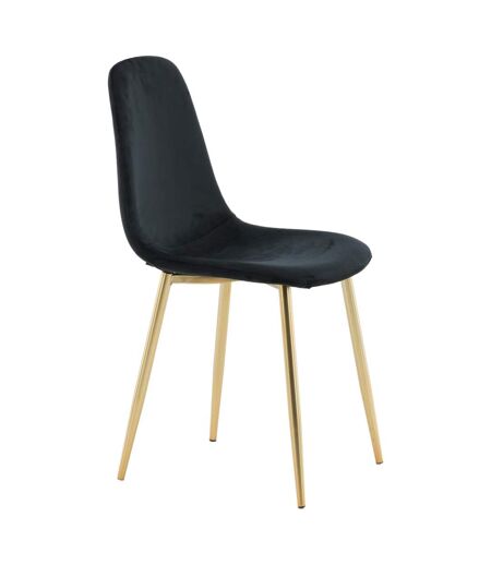 Chaise en acier cuivré et velours noir Polar (Lot de 2)