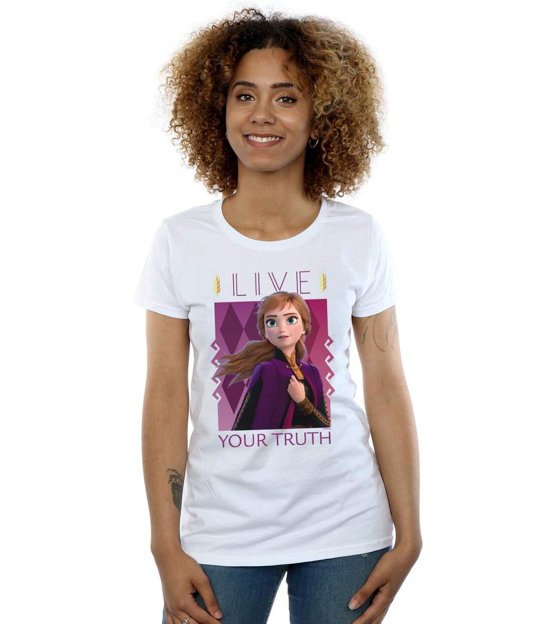 Disney Womens/Ladies Frozen 2 Anna Live Your Truth - T-shirt en coton (Blanc) - UTBI21801-2