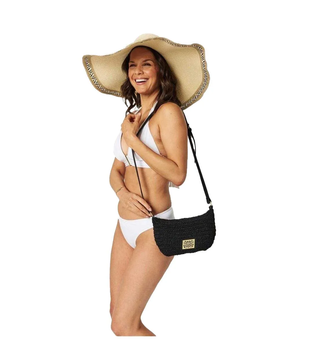 Crescent Shaped Casual Crossbody Bag One Size Black Biba-1