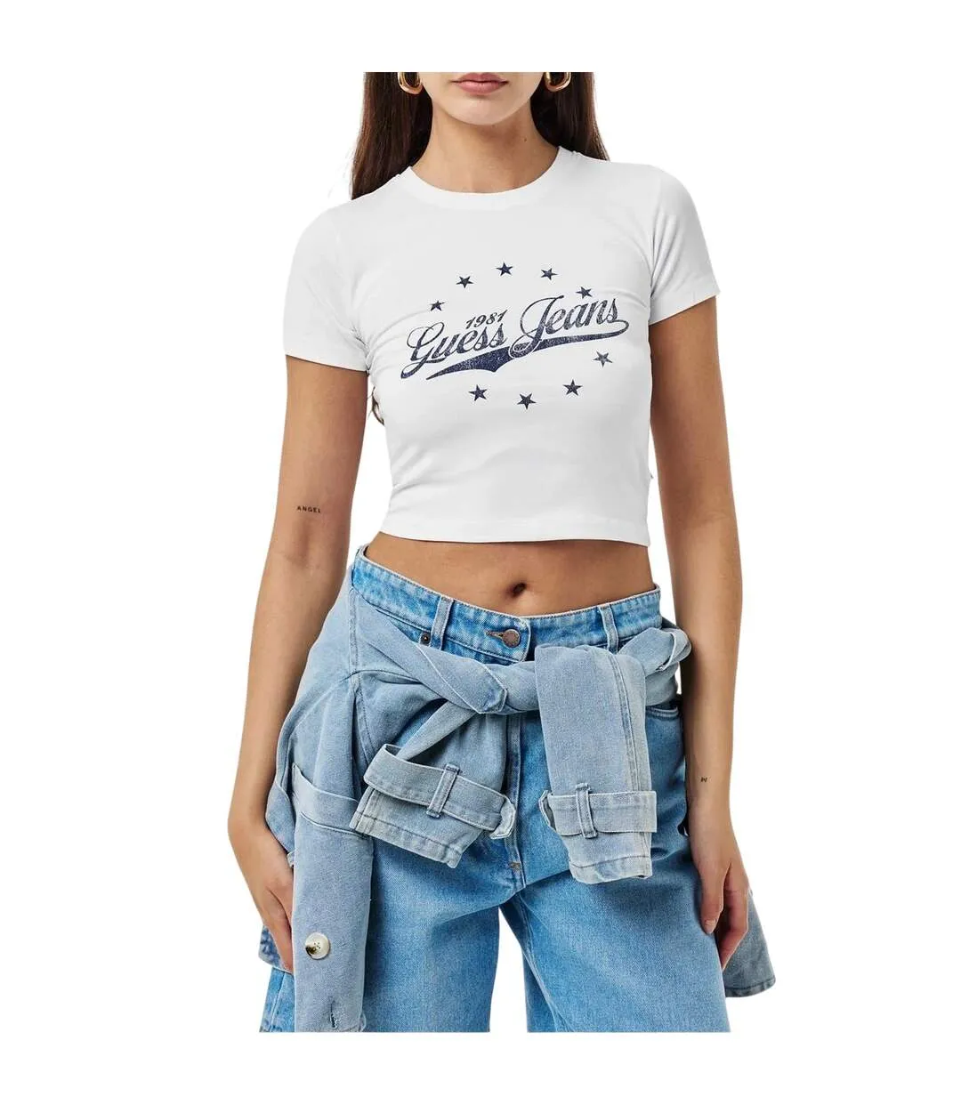 T-shirt Motif/style Logo Femme Blanc Pur Guess-4