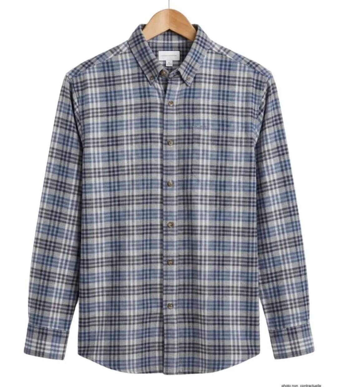 Chemise à carreaux Homme en Flanelle de Coton CH2003A Bleu/Gris (Challenger)-4