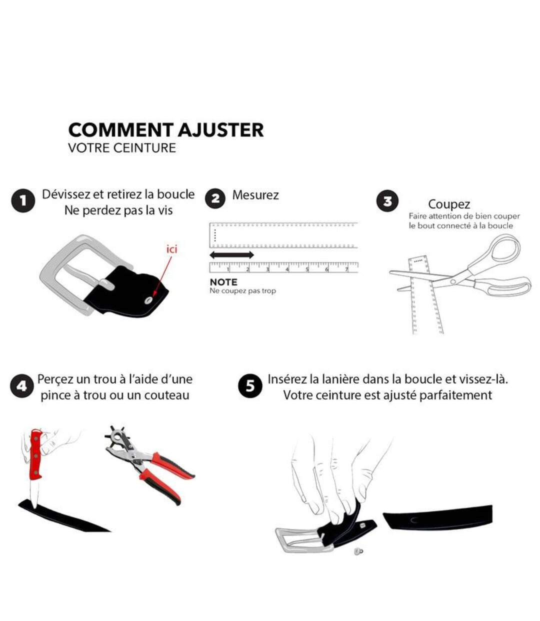 Ceinture en cuir noir pour homme - élégance décontractée en vachette véritable-4