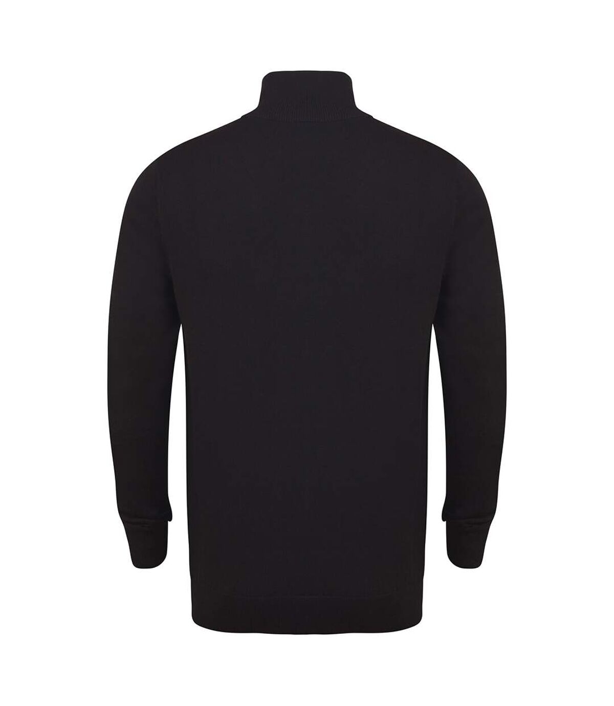 Henbury Mens 1/4 Zip Long Sleeve Sweater (Black)