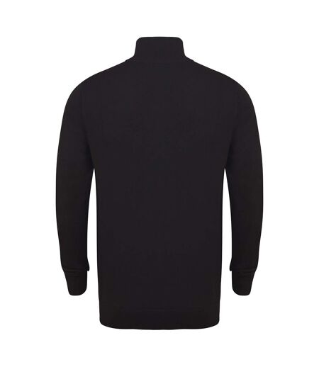 Henbury Mens 1/4 Zip Long Sleeve Jumper (Black) - UTRW5289