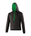 Awdis Varsity Hooded Sweatshirt / Hoodie (Jet Black/Kelly Green) - UTRW165