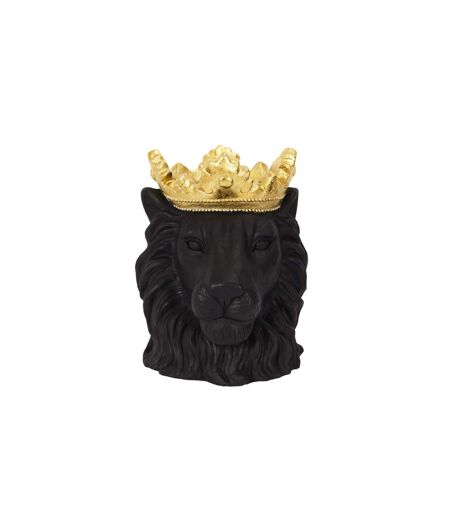 Cache-Pot Design Lion Couronne 39cm Noir
