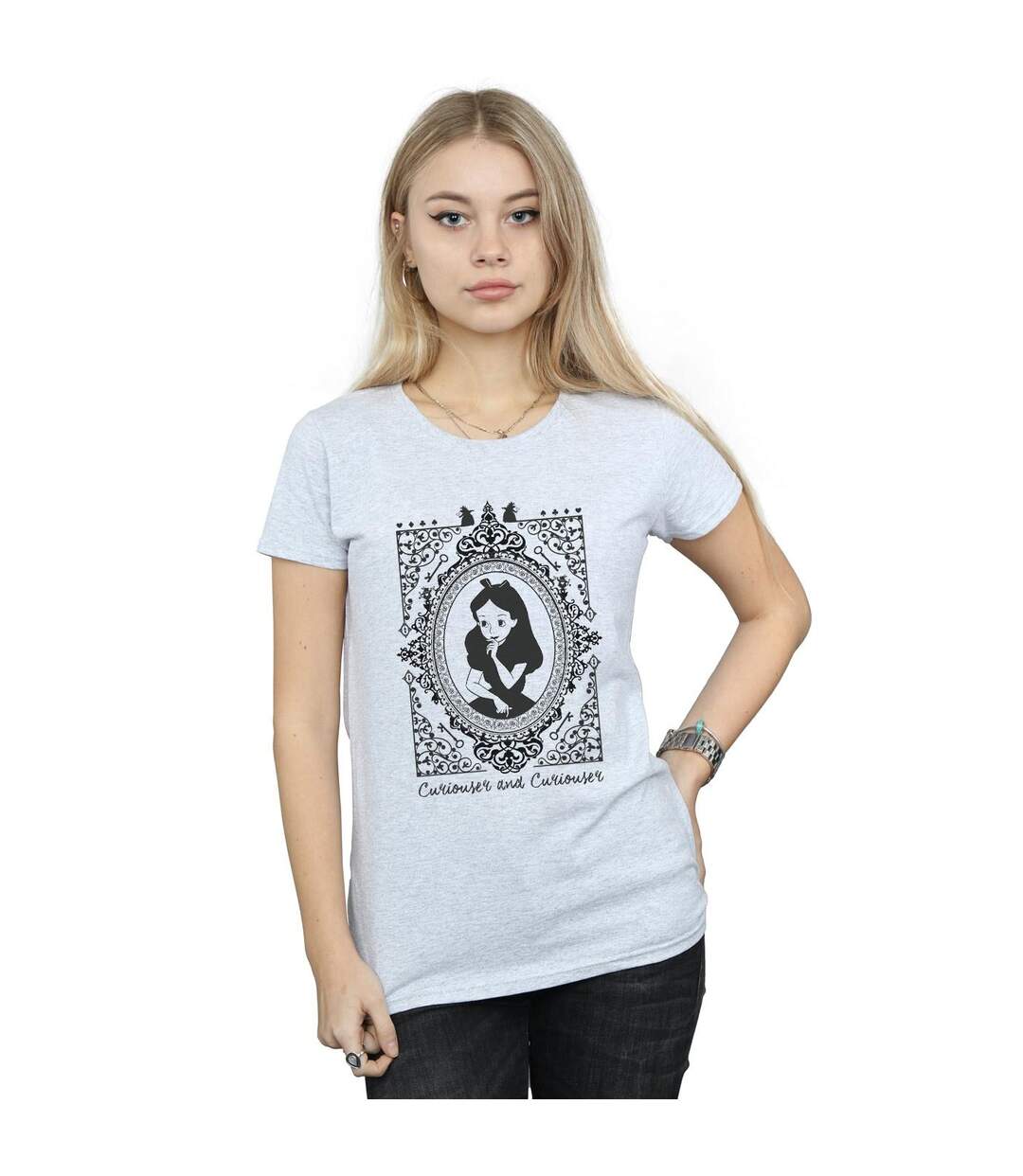 Disney Femme/Ladies Alice In Wonderland - T-shirt en coton à armature (Gris sportif) - UTBI6738-2