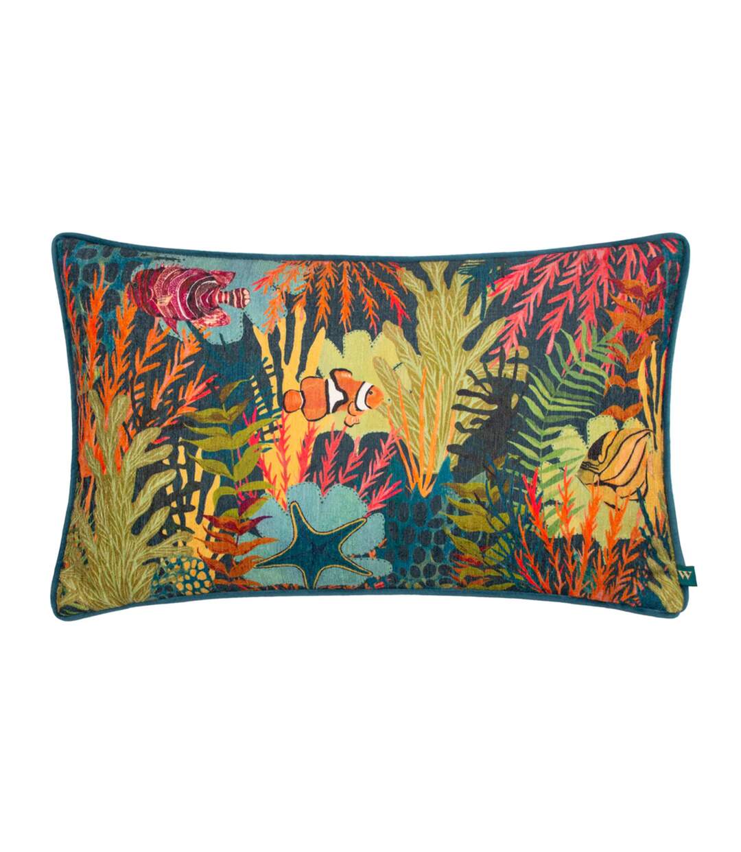 Abyss coral bay chenille cushion cover 30cm x 50cm multicoloured Wylder-1