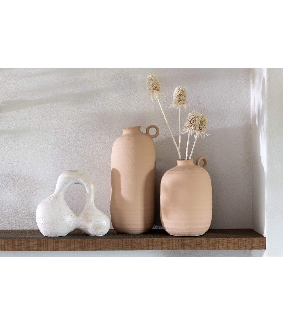 Vase Étroit en Argile Cassia 38cm Beige-4