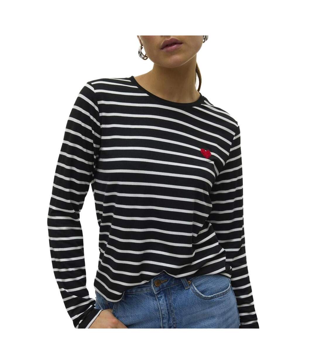 Haut noir vero moda snclara heart t [6a2fb29c18ef6]-1
