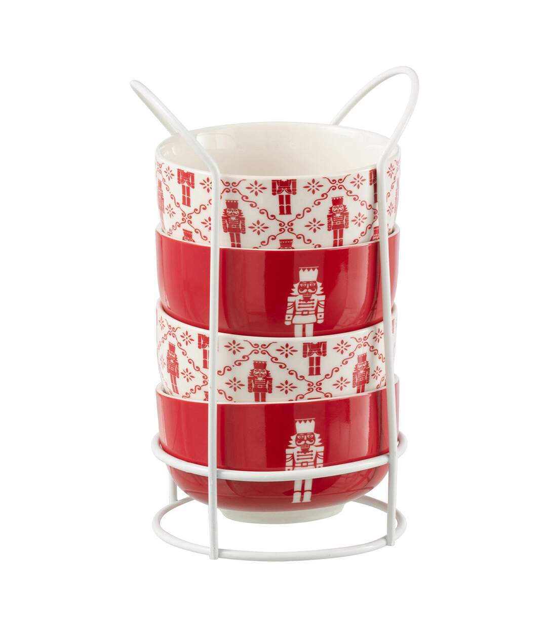 Lot de 4 Bols Avec Socle Casse-Noisette 11cm Rouge-1