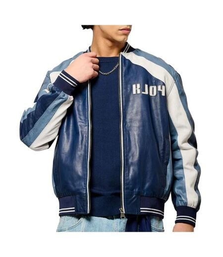 Veste en cuir bleu homme kaporal last - xxl