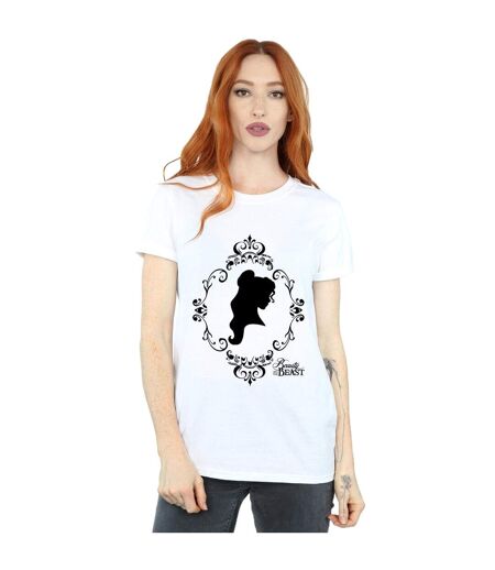 Disney Princess Womens/Ladies Belle Silhouette Cotton Boyfriend T-Shirt (White)