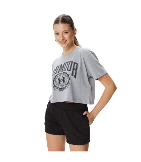 T-shirt court manches courtes collegiate femme gris Under Armour
