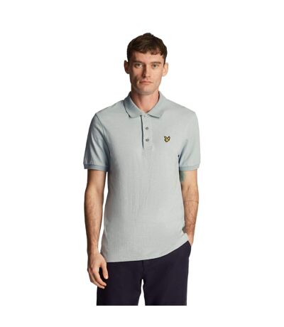 Mens slub polo shirt slate blue Lyle & Scott