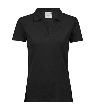 Polo de luxe extensible à col en v pour femmes/femmes noir Tee Jays