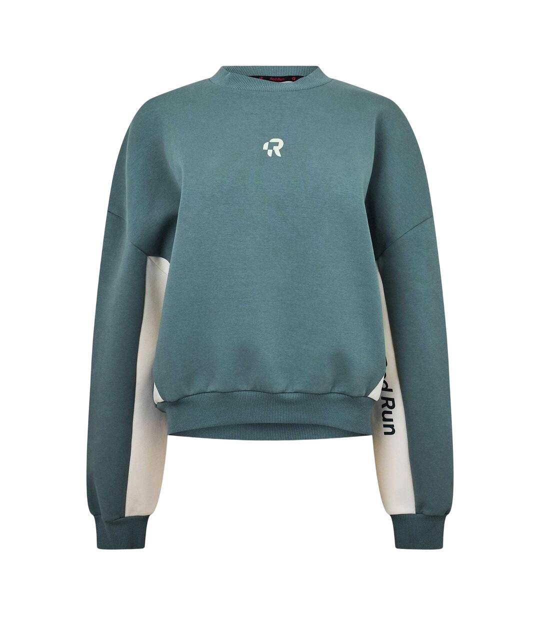 Womens/ladies Skyline Relaxed Fit Crop Sweatshirt Green Red Run-2