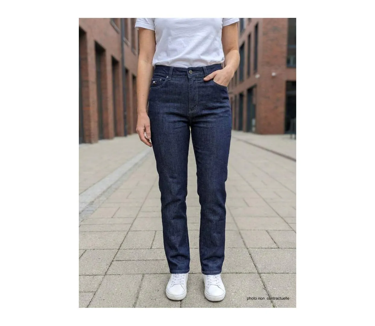 Jean Femme Taille Haute Stretch Bleu Brut - Coupe Confort AXXANO-1