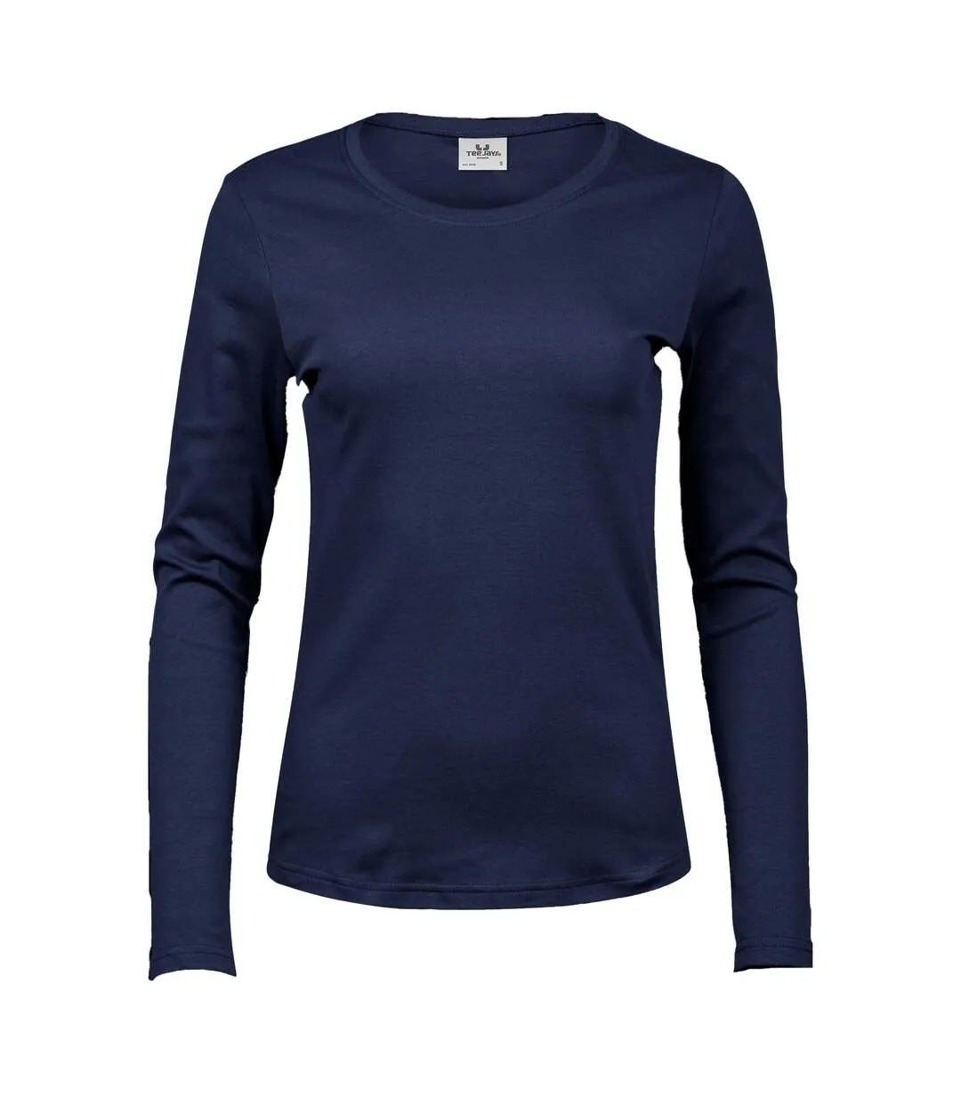 Womens/ladies Interlock Long-sleeved T-shirt Navy Tee Jays-1