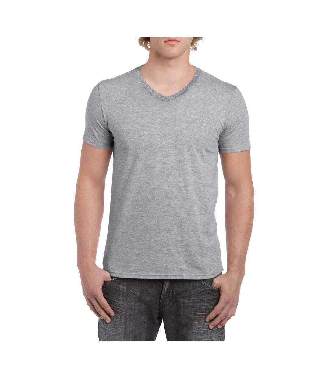 Gildan Mens Soft Style V-Neck Short Sleeve T-Shirt (Sport Grey (RS))