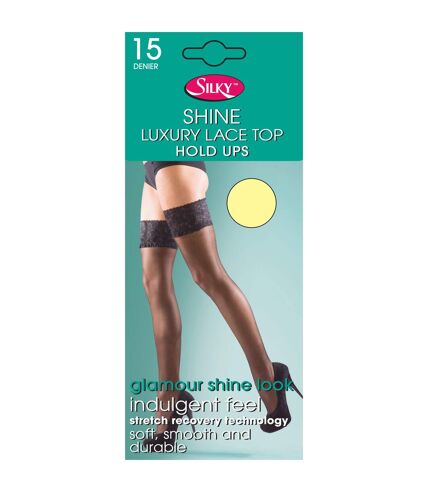 Silky Womens/Ladies Shine Lace Top Hold Ups (1 Pair) (Cream)