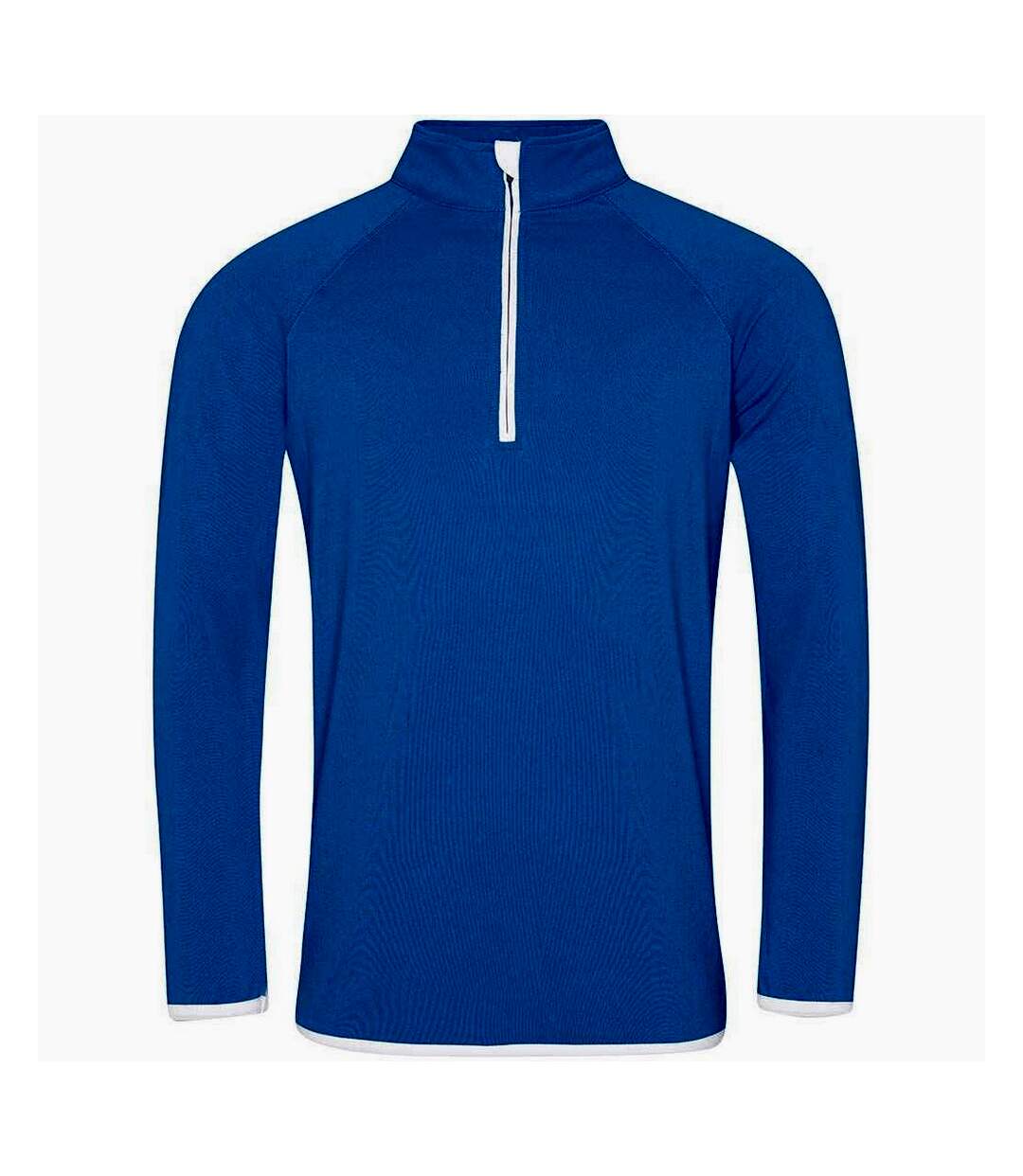 Mens half zip sweat top royal blue/arctic white AWDis Cool-1