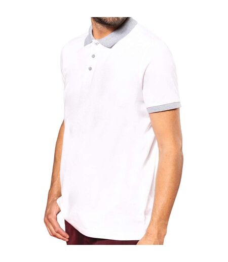 Polo pique homme blanc / gris oxford Kariban