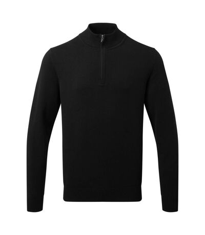 Asquith & Fox Mens Cotton Blend Zip Sweatshirt (Black)