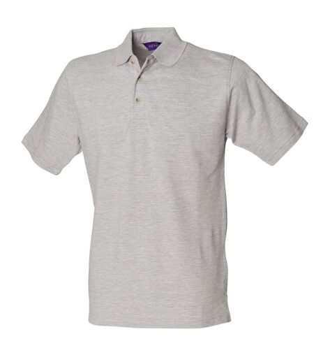 Henbury Mens Classic Plain Polo Shirt With Stand Up Collar (Heather Grey)
