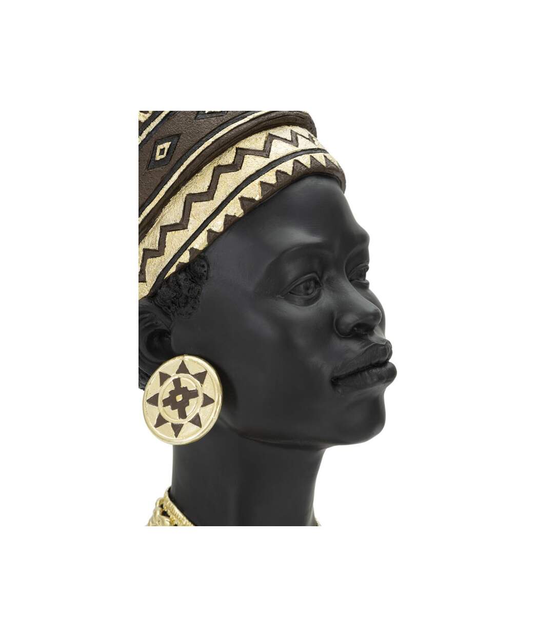 Statuette Tête Femme Coiffe Massai 45cm Noir-4