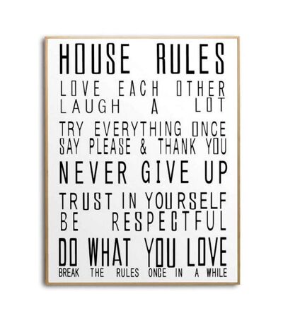 Hill Interiors - Art mural HOUSE RULES (Blanc) (Taille unique) - UTHI3522
