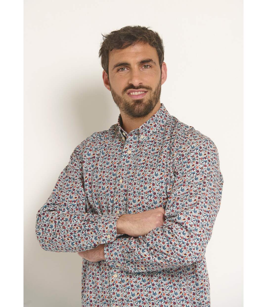 Chemise motif fleuri fantaisie-4