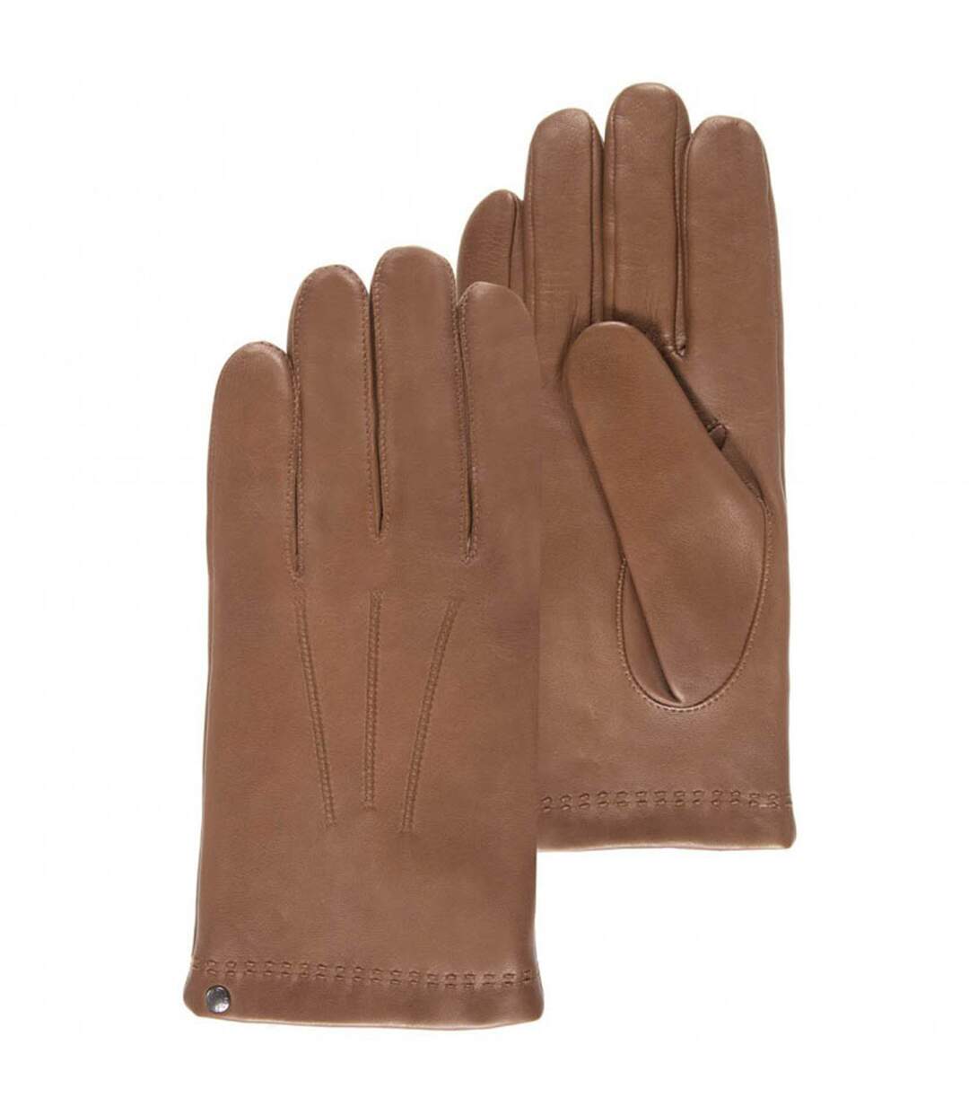 Isotoner Gants homme en cuir d'agneau pleine fleur, doublés cachemire et soie