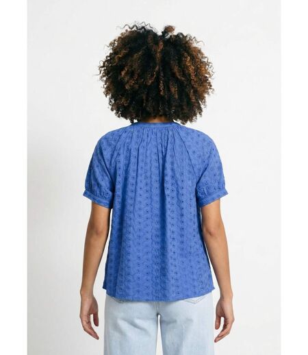 Chemisier ample coton brodé sans col