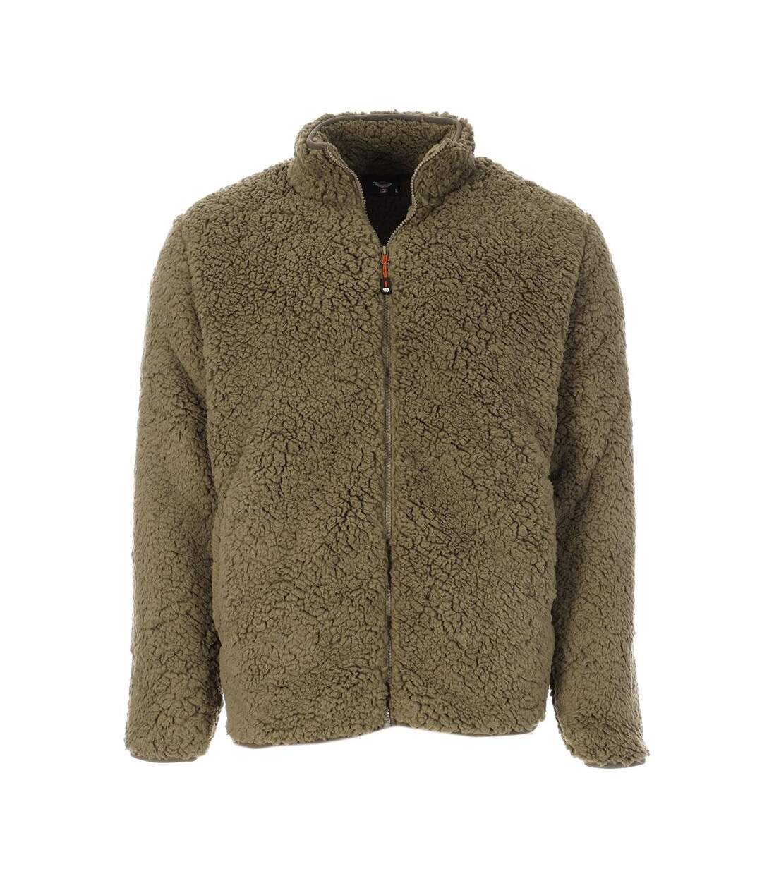 Veste sherpa kaki homme paname brothers full zip-1