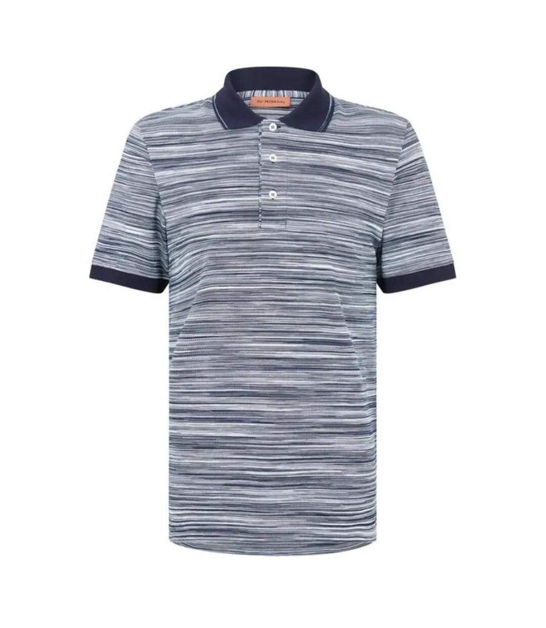 Mens Patterned Short-sleeved Polo Shirt Blue Missoni-2