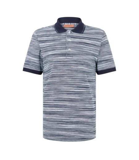 Mens Patterned Short-sleeved Polo Shirt Blue Missoni