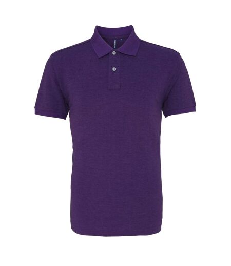 Asquith & Fox Mens Plain Short Sleeve Polo Shirt (Purple Heather)